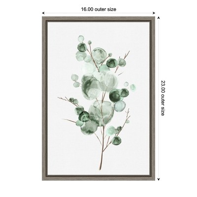 Eva Watts Green Eucalyptus Watercolor Canvas Print with Frame