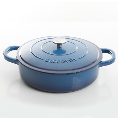 Sapphire Blue 5 Quart Enameled Cast Iron Braiser Pan with Lid