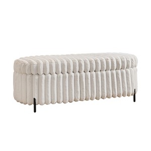 FONTOI 22.05" Upholstered Ottoman Foot Rest, Footstool for Living Room Bedroom Entryway, Beige, 20.87"*17.72"*49.21" - 1 of 4