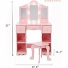 Kids Vanity Set w/ Tri-Fold Mirror, 2-in-1 Wooden Makeup Desk & Stool, Princess Pretend Play Dressing Table w/ Drawer - 2 of 4