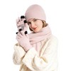 NPolar"Winter 3-Piece Set: Knitted Beanie, Touch Screen Gloves & Long Neck Scarf for Men & Women"Pink - 2 of 4