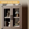 71" Modern Farmhouse Arched Pantry Cabinet¨CBrownish Red Freestanding Storage with 4 Glass Doors & 6-Tier Shelves for Entryway, Dining,Living Room - 3 of 4