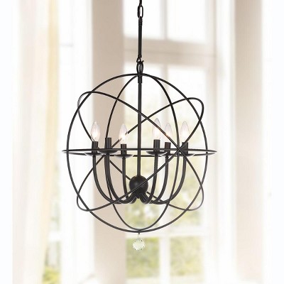 Foucault-Inspired Mini Black Metalwork Chandelier