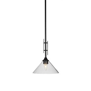Toltec Lighting Uptowne 1 - Light Pendant in  Dark Granite with 10" Clear Bubble Shade - 1 of 1