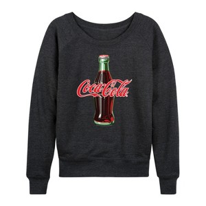 Women's - Coca-cola - Coke Bottle Logo Lightweight French Terry Wide Neck Long Sleeve Shirt - 1 of 4