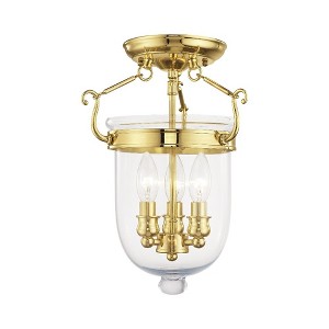 Livex Lighting Jefferson 3 - Light Flush Mount in  Polished Brass - 1 of 1