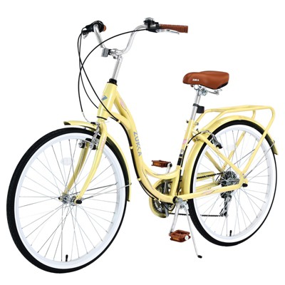 VisioGear Bicycles, 24 Inch Ladies Bicycle with Adiustable Seat, Commute Bicycle for Women Ladies, Yellow, 62.2"*23.62"*40.16"