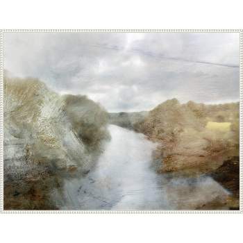 42"x32" Forest River by Dan Hobday Framed Canvas Wall Art Print White - Amanti Art