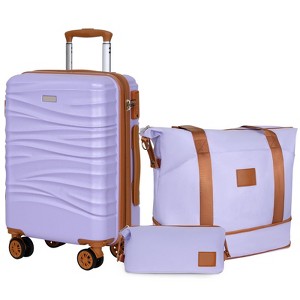 Hykolity 3-Piece 22 Inch Expandable Carry On Luggage Set, Purple - 1 of 4