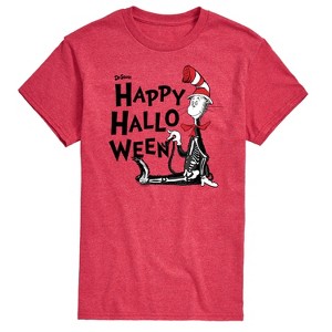 Men's - Dr. Seuss - Happy Halloween Skeleton Cat Short Sleeve Graphic T-Shirt - 1 of 4