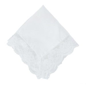 CTM Women's Bridal Dress Lace and Linen Handkerchief - 1 of 4