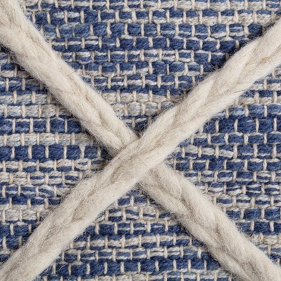 Kirkwood Lake 22" Blue & Ivory Square Pouf Ottoman