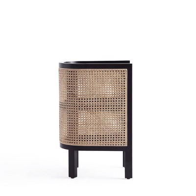 Tahitian Resort-Inspired Black and Natural Cane Ash Wood End Table