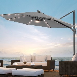 Sonkuki 10-ft LED Solar Lights Aluminum Octagon Cantilever Patio Umbrella - 1 of 4