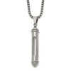 Chisel Stainless Steel Polished Bullet with Clear Vial Pendant on a 22" Box Chain Necklace - 2 of 4