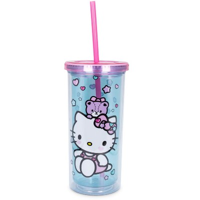 Silver Buffalo Sanrio Hello Kitty Face Carnival Cup With Lid and Topper  Straw | Holds 24 Ounces