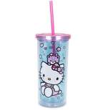 Silver Buffalo Hello Kitty Stacked Donuts Carnival Cup with Lid and Straw | Holds 20 Ounces
