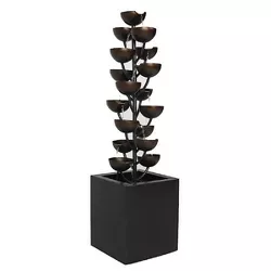37.5" Multi Level Zinc Metal Stacked Cups Water Fountain Bronze - Hi-Line Gift