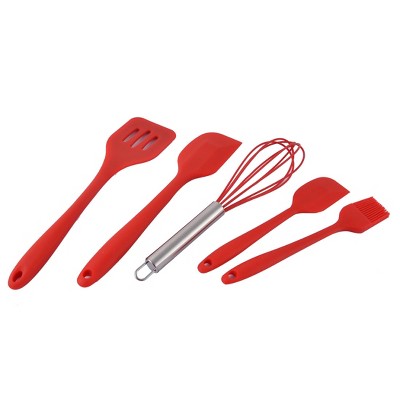 Unique Bargains Silicone Home Kitchen Utensil Set 5 in 1 Red — фото 2
