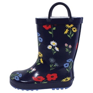 Hudson Baby Infant Girl Rain Boots, Wildflower - 1 of 4