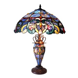 Chloe Lighting Nora Tiffany Style Victorian Double Lit 3 Light Table Lamp 18" Shade - 1 of 3