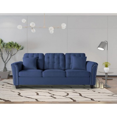 NicBex 85.4 Inch 3-seater Sofa with Tufted Back Cushions and 2 Pillows for Office,Living Room,Apartment