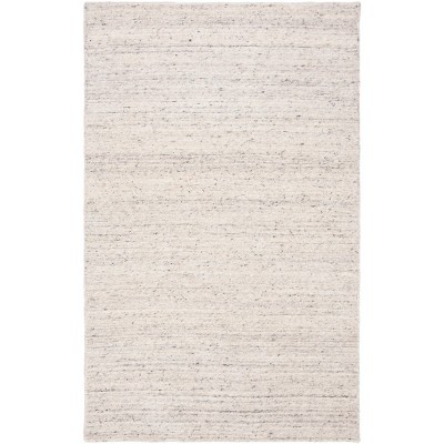 Elegant Ivory Hand-Tufted Wool Rectangular Rug, 5' x 8'