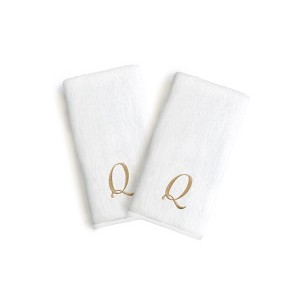Linum Home Textles Monogrammed Luxury 100% Turkish Cotton Novelty White  Hand Towel (Set of 2) - 1 of 1