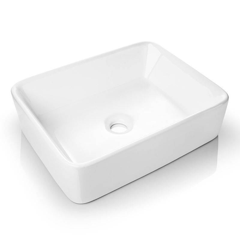 Miligore 19" x 15" Rectangular White Ceramic Above Counter Bathroom Vessel Sink, 2 of 5