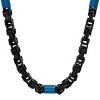 Steeltime 24" two tone black and blue ip stainless steel byzantine necklace - 2 of 4