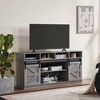 Wooakway 58"L 30"H 16"D Modern & Farmhouse Double Tier TV Stand Storage Cabinet with Sliding Barn door for TVs Up to 65" Living Rooms Apartment - 2 of 4