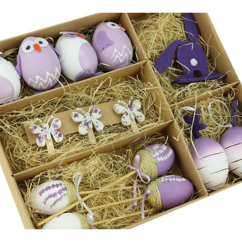 Northlight 14ct Easter Egg, Chicken and Bunny Spring Decorations - Purple/White, 3 of 4