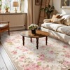 Lahome French Style Full Coverage Floral Area Rug Short Cashmere with Felt and TPE Backing for Living Room Bedroom Study Room Entryway-Pink-8'2"x10' - 3 of 4