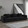 TiramisuBest Modular Sofa Convertible to Oversized Sofa Bed, Flexible 2-Person Corduroy Cloud Velvet Sofa, Black - 2 of 4