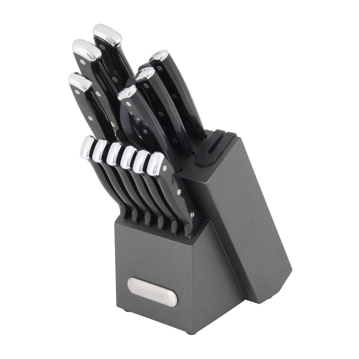  14-Piece Farberware Triple Rivet Knife Block Set with Edgekeeper Sharpener (Graphite)