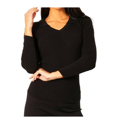 Women's Collared V-Neck Top - Angel Apparel