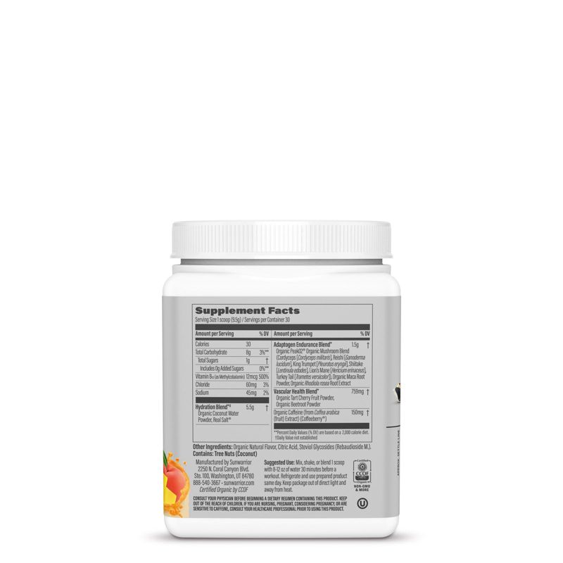 Sunwarrior Active Energy Pre-Workout Plus Hydration Powder, Peachy Mango Flavor, 285g, 2 of 6