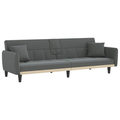 vidaXL Sofa Bed with Cup Holders Dark Gray Fabric