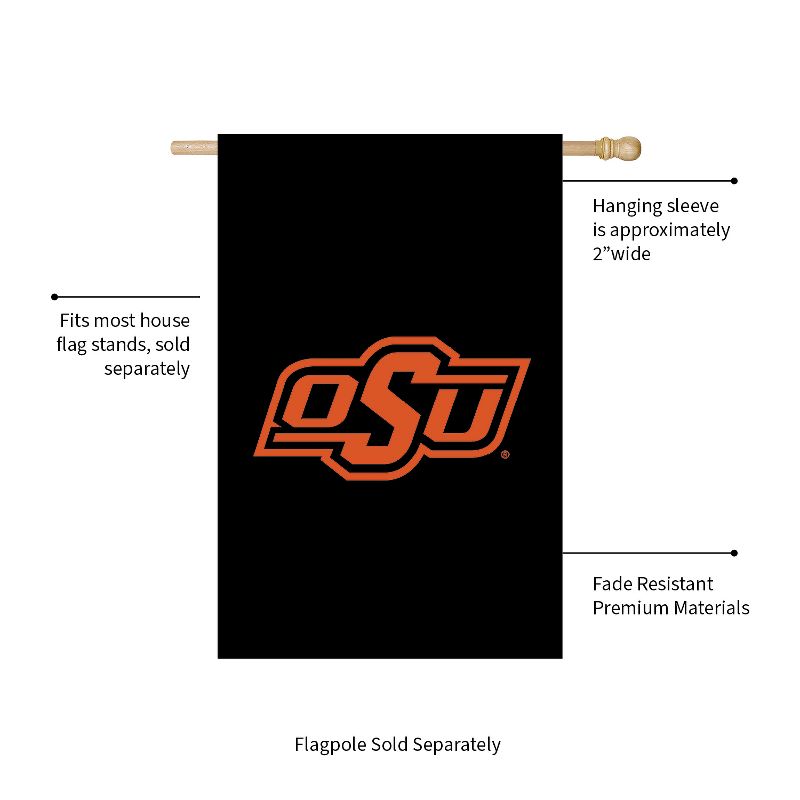 Evergreen Oklahoma State University House Applique Flag- 28 x 44 Inches Indoor Outdoor Sports Decor, 3 of 8