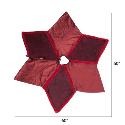 Luxurious 60" Burgundy Frost Polysilk and Velvet Christmas Tree Skirt