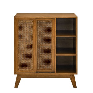 NicBex 31.5 Inch Mid-Century Rattan Storage Cabinet with Adjustable Shelves for Living Room,Kitchen,Bedroom - 1 of 4