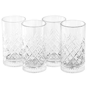 Gibson Home 4 Piece 16 Ounce Diamond Embossed Glass Tumbler Set