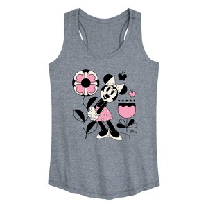 Women's - Disney - Minnie Mouse with Flowers & Butterflies Graphic Racerback Tank - 1 of 4