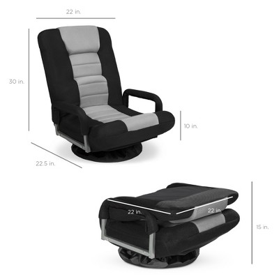 Black and Gray Swivel Gaming Floor Chair with Armrests