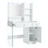 Resenkos Vanity Desk with Mirror and 3 Lighting Modes, Makeup Vanity with Glass Top and Storage Shelves, - 2 of 4