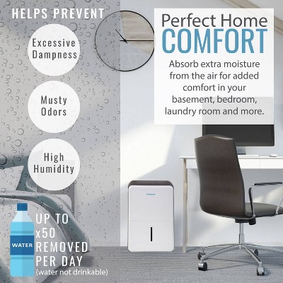 Keystone 50 Pint White Portable Dehumidifier with Built-in Pump