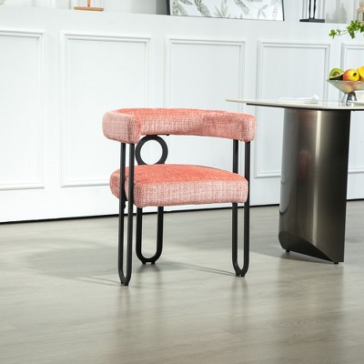 Okak Modern Accent Chair, Contemporary Designed Chenille Fabric Upholstered Accent Chair Kitchen Armchair for Living Room set of 1