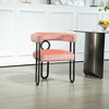 CENGHU Dining Chairs, Contemporary Designed PU Fabric Upholstered Barrel Side Chairs with Black Metal Legs, Round Kitchen Accent Chairs, Pink - 2 of 4