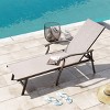 Outdoor Aluminum Adjustable Chaise Lounge Chair with Arms - Beige - Crestlive Products - image 3 of 4