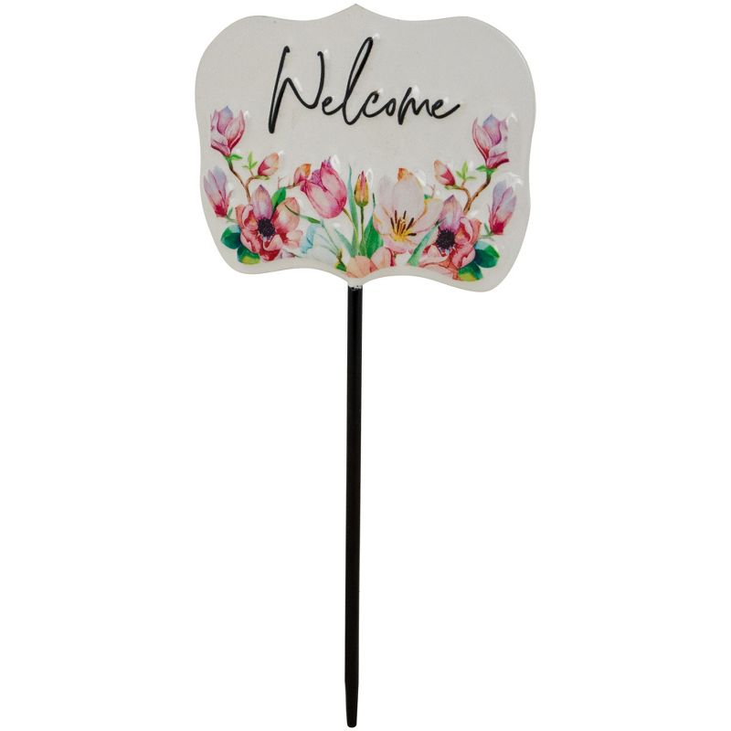 Northlight Floral Welcome Outdoor Yard Metal Garden Stake - 8" - White, 5 of 6
